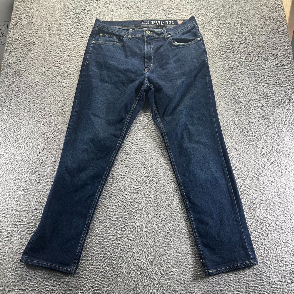 Devil-Dog Dungarees Jeans Mens 36x32 Blue Cotton Denim Straight Faded Athletic